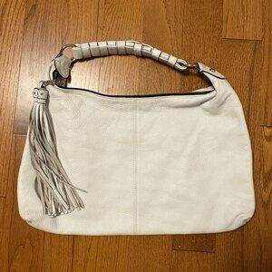 Danier leather white hobo purse with tassle